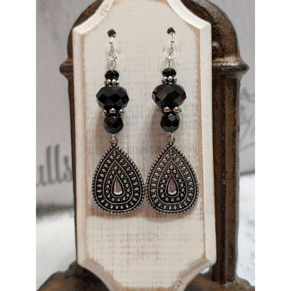 Gothic Victorian Teardrop Earrings - Picture 2 of 4